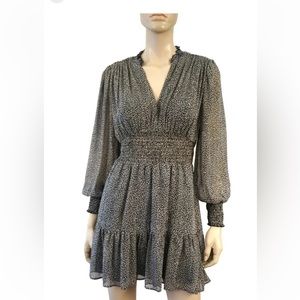ZARA Long Sleeve Animal Print Chiffon Ruffle Hem Dress size medium NWT